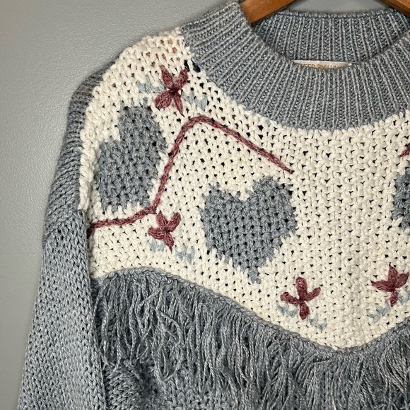 Huntington Ridge x Vintage 90s Knitted By Hand Heart Tassel Folk Sweater - Picture 6 of 11